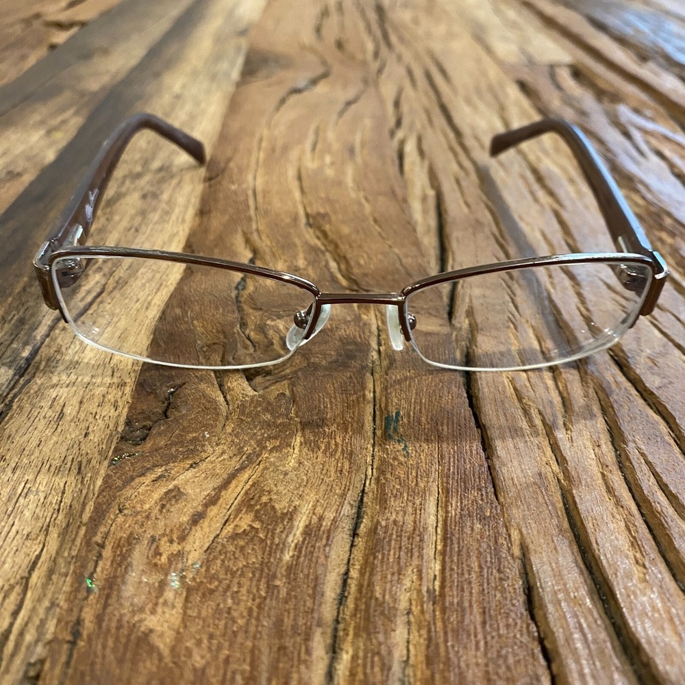 Oleg Cassini Eyeglasses Gold Metal Half Rim - Picture 2 of 9